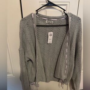 Holster Gray Sweater with Lavender Accents